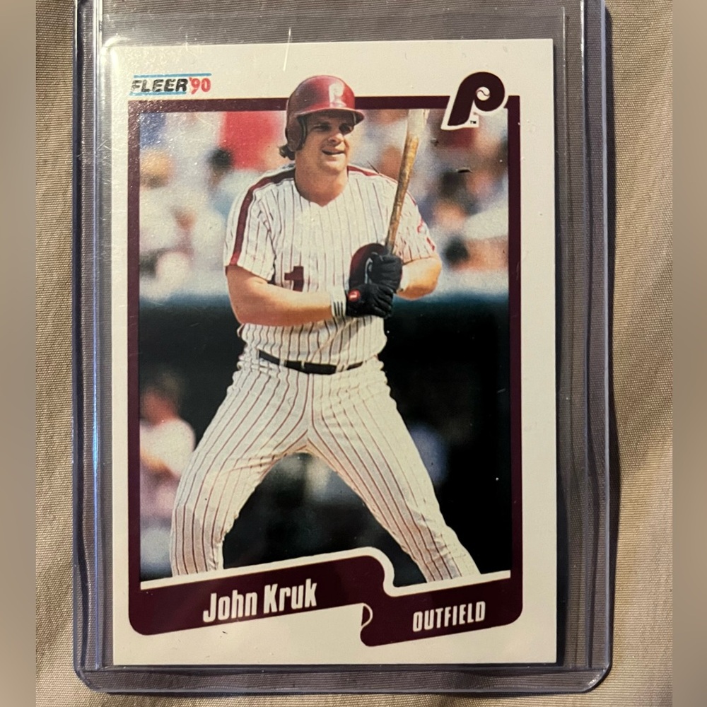 Philadelphia Phillies 1990 VINTAGE John Kruk Fleer #565 Baseball Trading Card